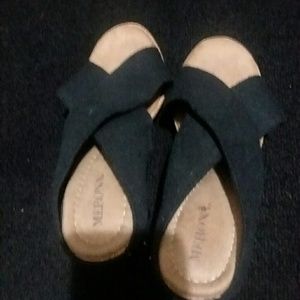 Merona black cork wedge